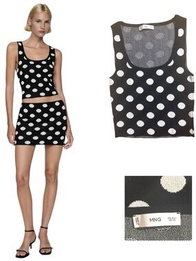 Mango PolkaDot Knit Sleeveless Top